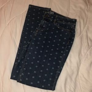 Worn once. Polka dot LOFT Modern Skinny Jeans.